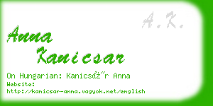 anna kanicsar business card